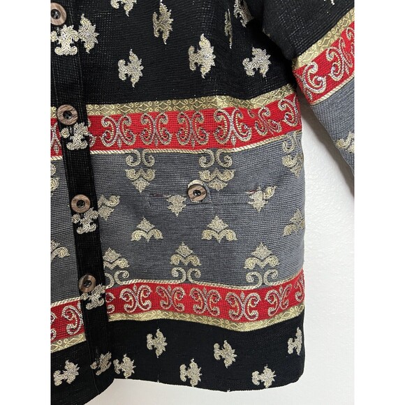 Vintage SAG HARBOR WOMEN'S TAPESTRY BROCADE JACKET FLEUR DE LIS PATTERN SZ 10 - Picture 4 of 10
